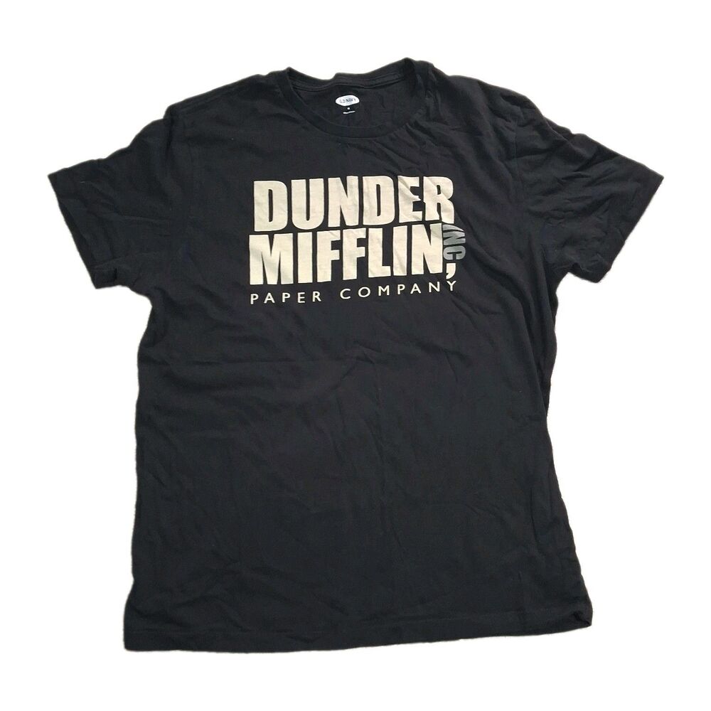 The Office Dunder Mifflin Paper Company T Shirt Mens Medium Black Graphic Old Na